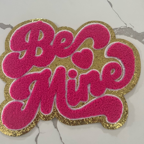 Pink Chenille Patch Valentines Be Mine - Picture 2 of 2